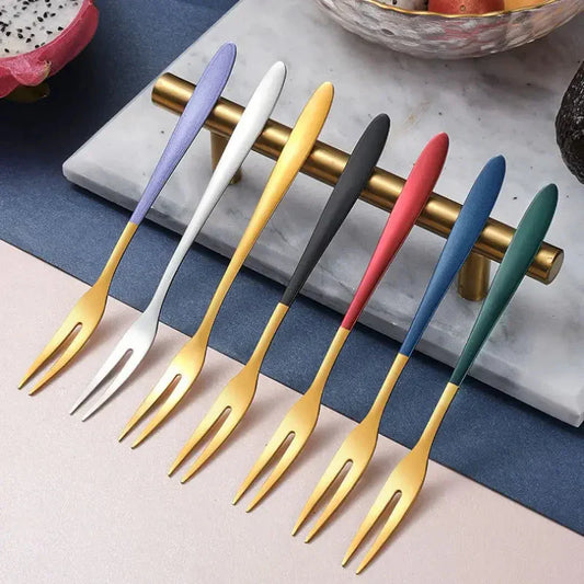 Elegant 7-Piece Stainless Steel Fork Set for Desserts & Salads