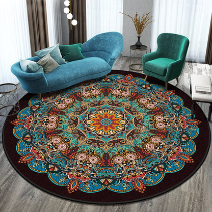 Vibrant 8-Foot Round Rug with Mandala Design for Any Room