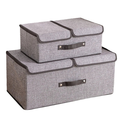 Foldable Cotton Storage Box | Organizer with Double Closure for Clothes and Laundry