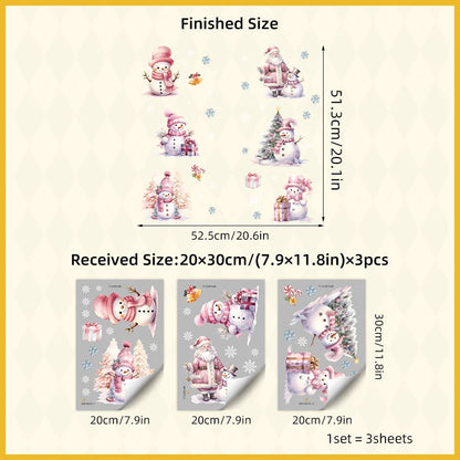 Removable PVC Wall Stickers for Kids' Room – Pink Snowman Design