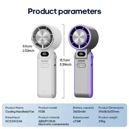 Mini Fan with 100 Speeds | 3600 mAh Rechargeable Battery | Foldable & Ice Cooling