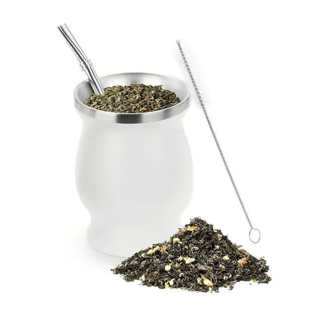 230 ml Stainless Steel Mate Cup | Double-Walled Insulation | Includes Spoon and Brush Set