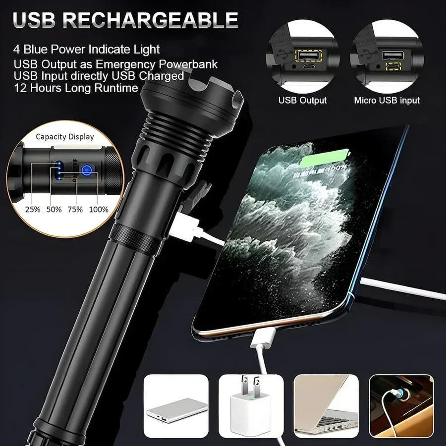 Ultra-Bright Rechargeable Flashlight - 7000 Lumen Power