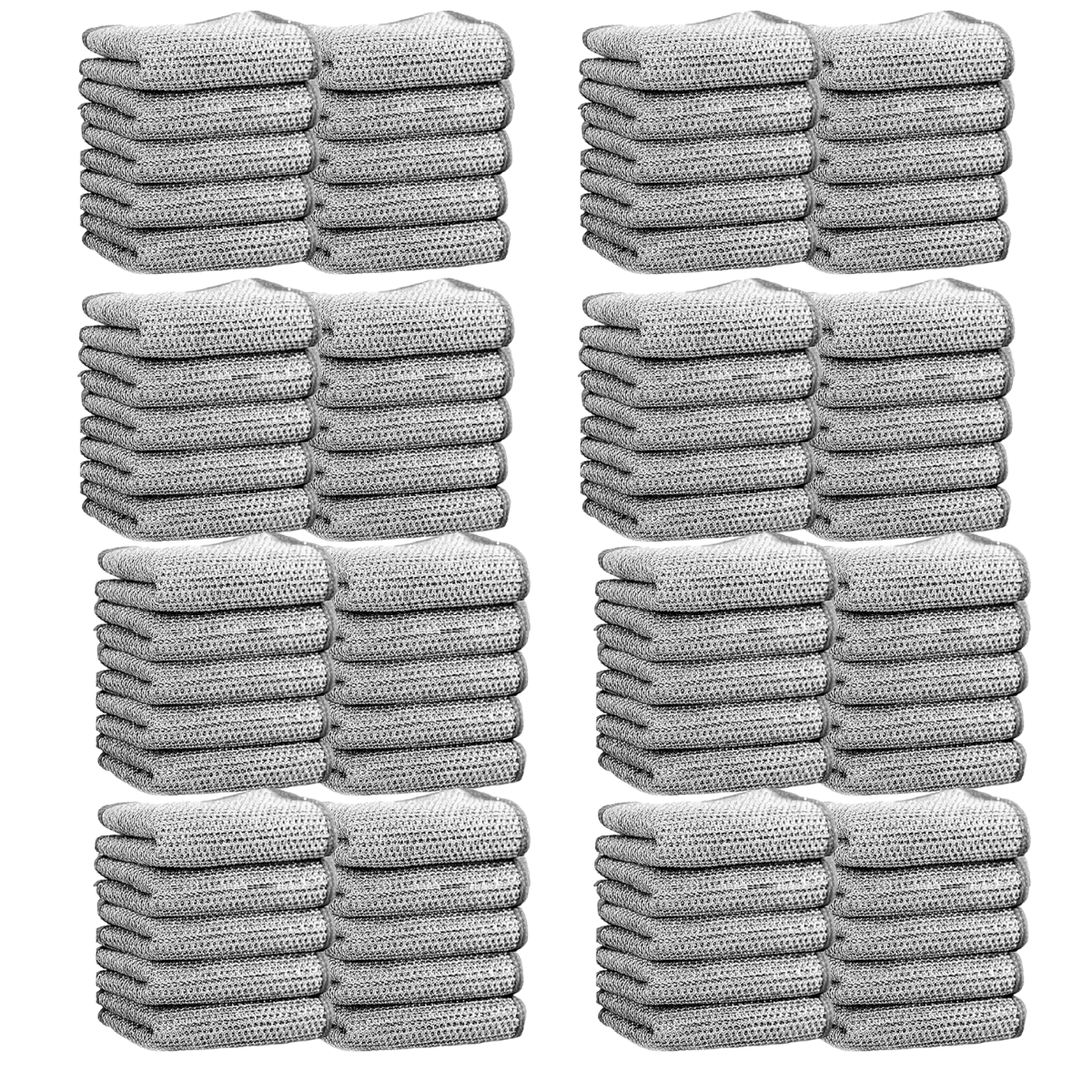 Double-Layer Silver Fiber Dishcloths - Steel Wire Cleaning Cloths for Kitchen