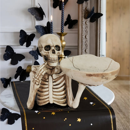 Skull-Shaped Resin Bowl for Halloween Treats and Gothic Decor