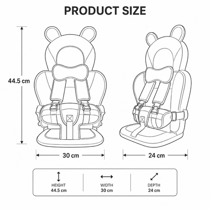 Toddler Car Seat Headrest Cushion Featuring Bear Pattern