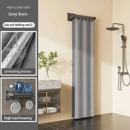 Space-Saving Shower Curtain Rod Divider System