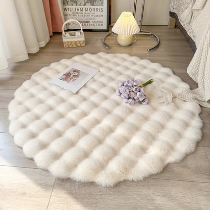 Soft Plush Circular Area Carpet - Fluffy Round Rug for Bedroom Decor
