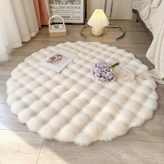 Soft Plush Circular Area Carpet - Fluffy Round Rug for Bedroom Decor
