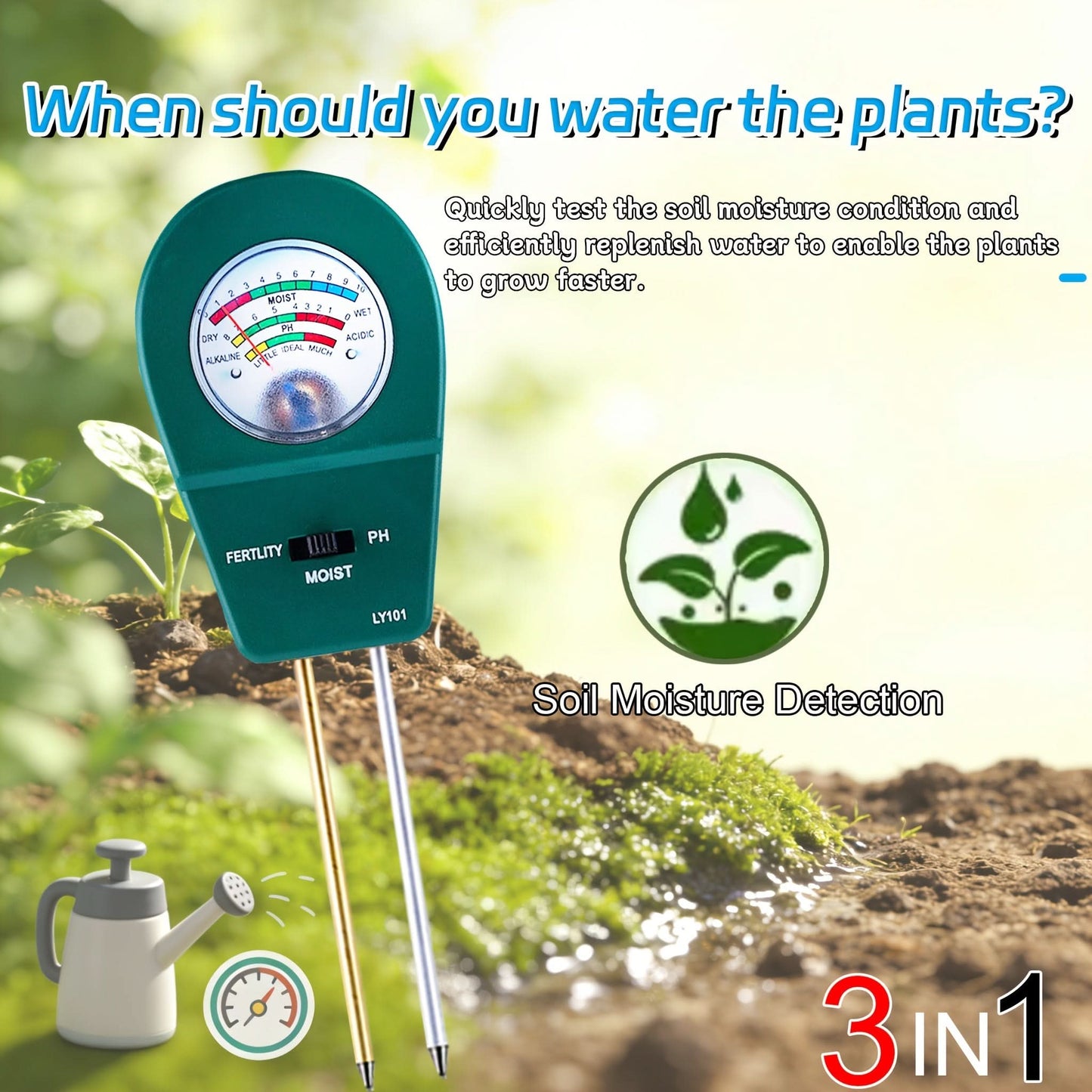 Three-in-One Soil Tester for Garden Use