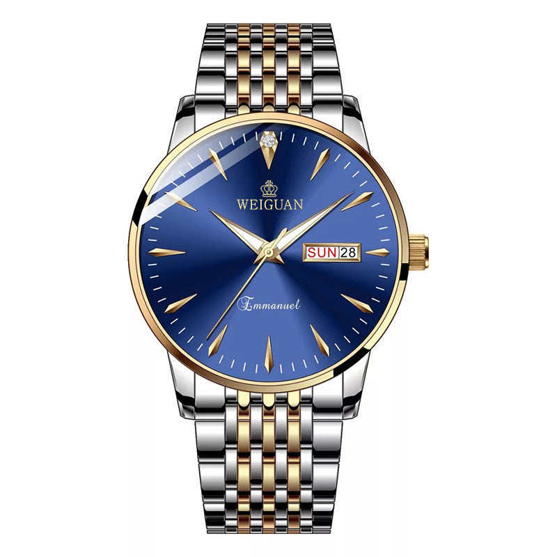 Men's Waterproof Watch with Double Calendar and Luminous Features