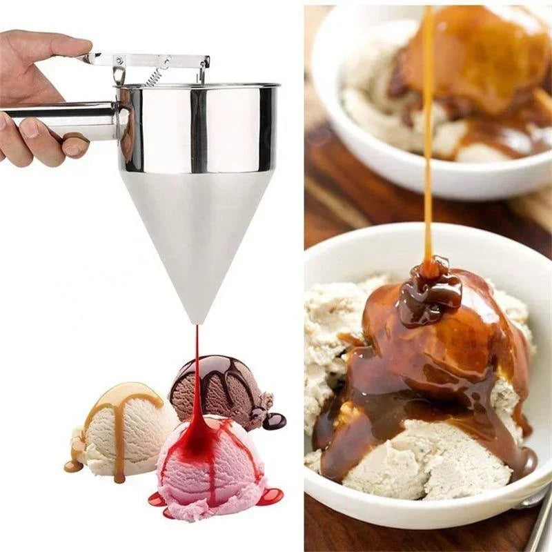 Stainless Steel Dough Dispenser with Stand | 600 ml or 1200 ml Capacity | Accurate Baking Tool for Cupcakes & Pancakes
