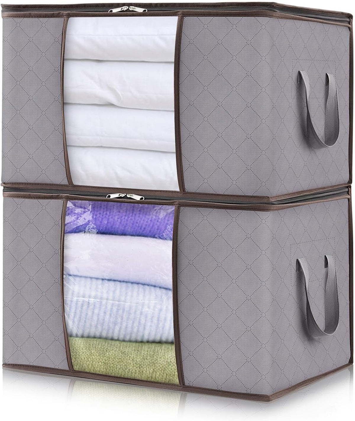 Compact Collapsible Storage Bins with Clear Viewing Panel