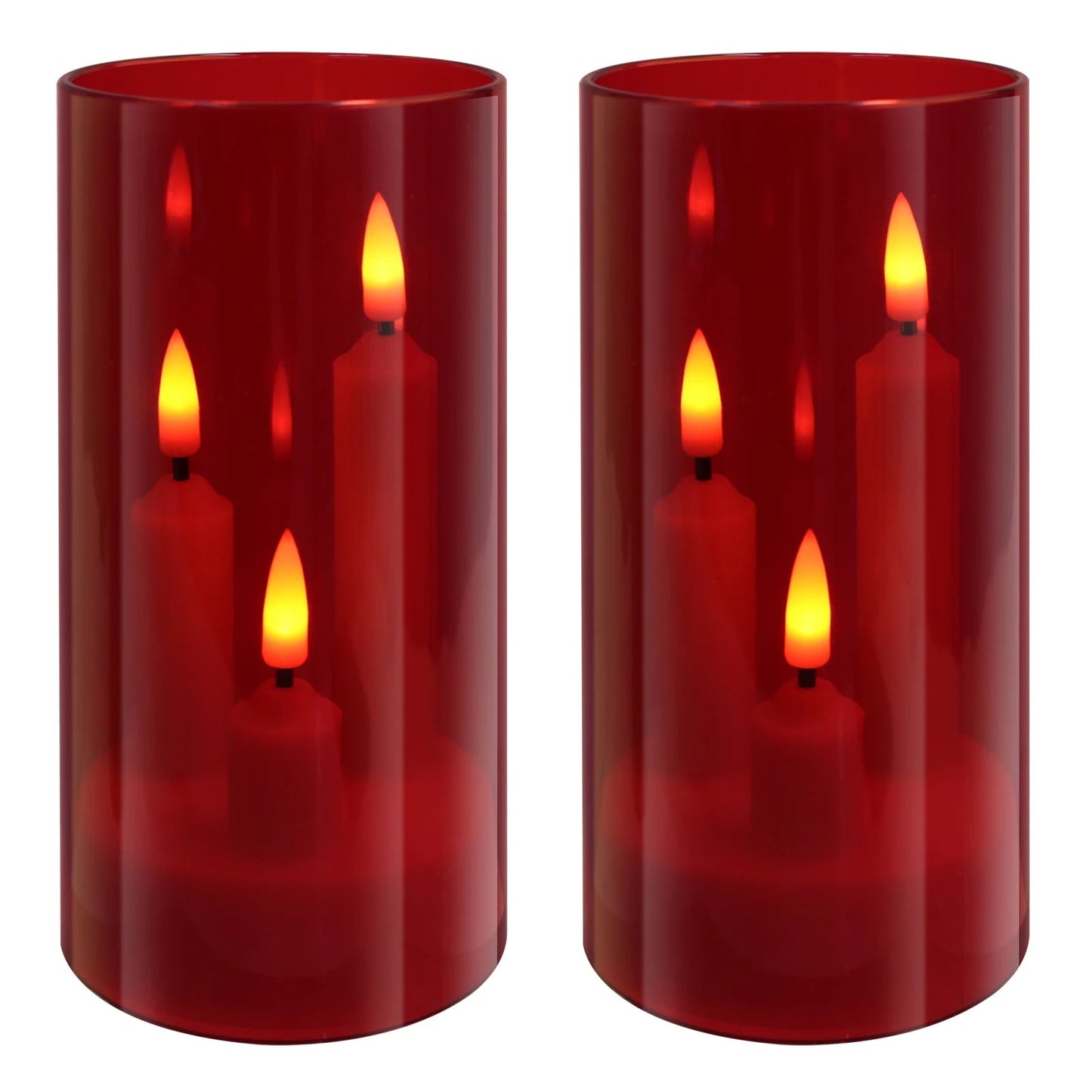 LED Candle with Triple Wicks | Glass-Enclosed Flickering Flame Effect | Battery-Powered, Flameless Candle | Safe and Authentic | Warm White Light