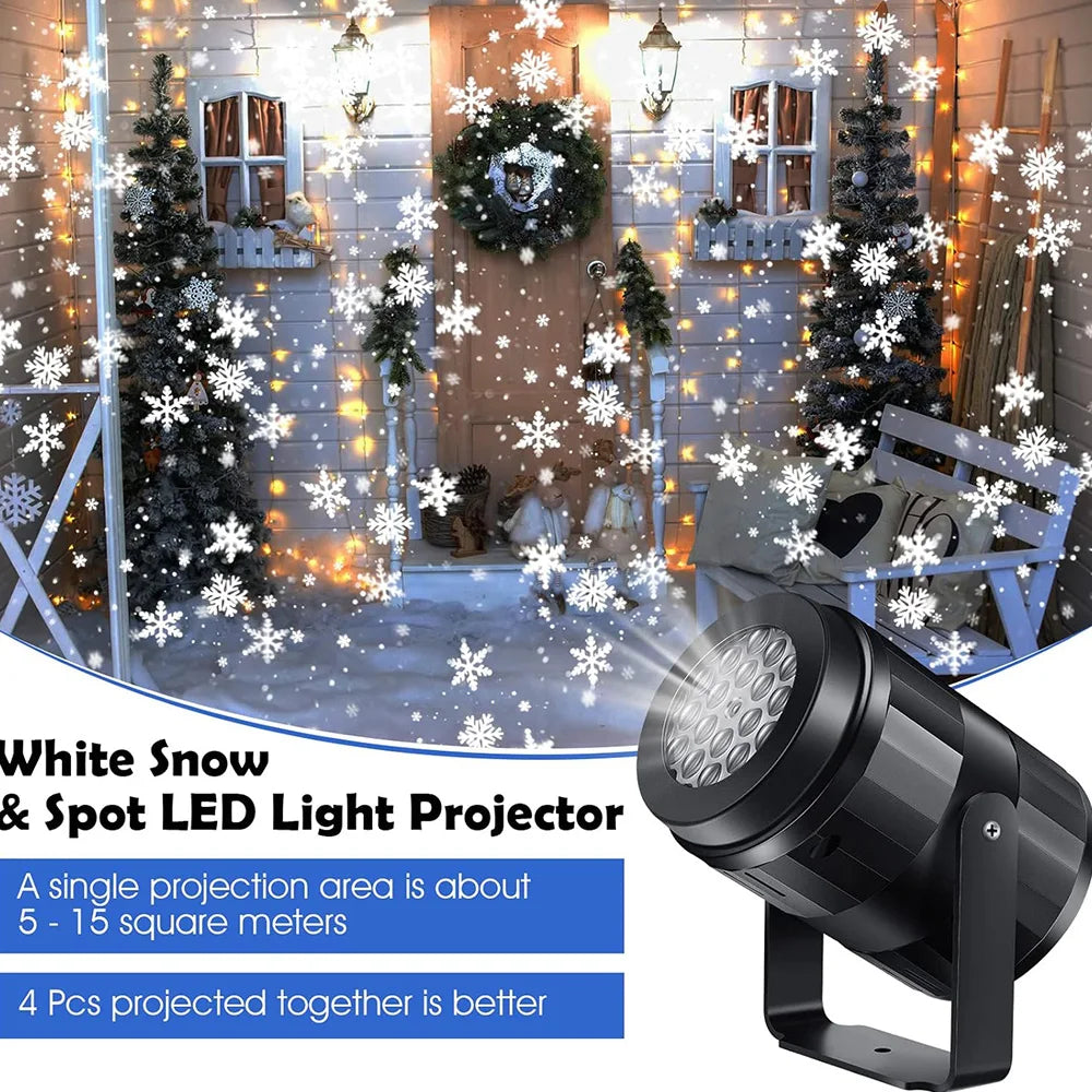 LED Snowflake Projector with USB – Waterproof Outdoor Christmas Lights