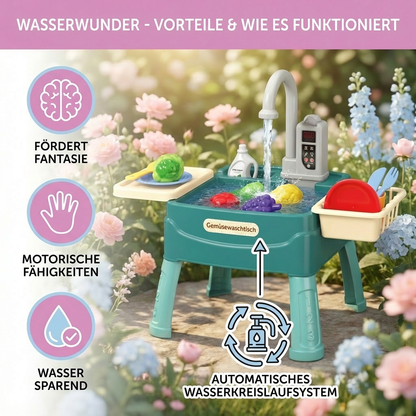 Children's Play Kitchen with Magical Faucet and Water Feature