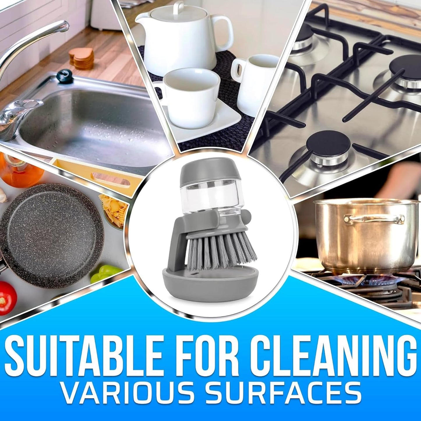 Dishwashing Brush with Soap Dispenser | Effortless Kitchen Cleaning Tool