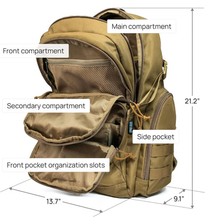 25L Tactical Backpack - Water-Resistant - MOLLE System