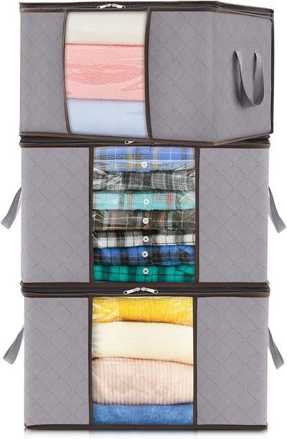 Compact Collapsible Storage Bins with Clear Viewing Panel