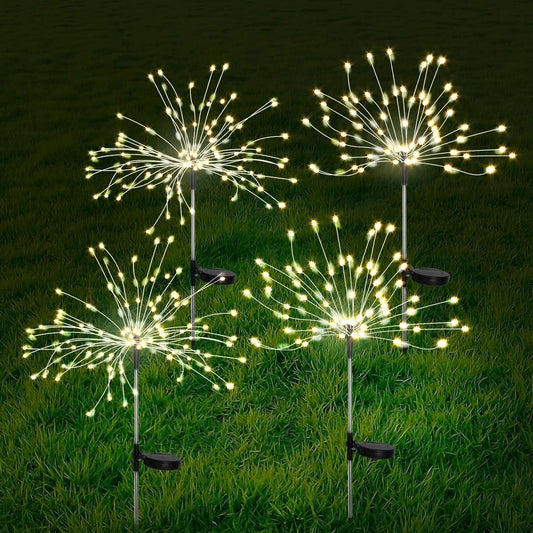 Set of 4 Solar-Powered Garden Sparkle Lights - Weather-Resistant LED Decor for Outdoor Spaces