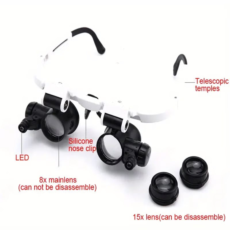 Hands-Free Magnifier with LED Light for Precision Tasks