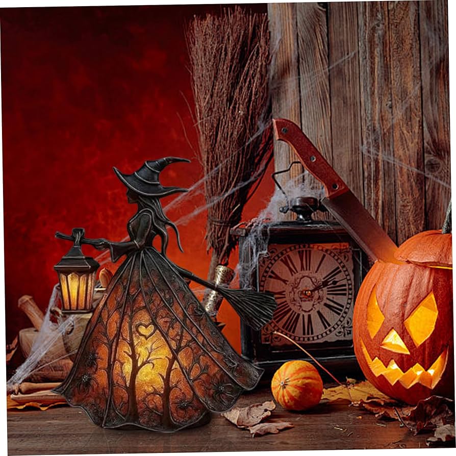LED Decorative Lamp for Indoors – Mystical Halloween Witch Design
