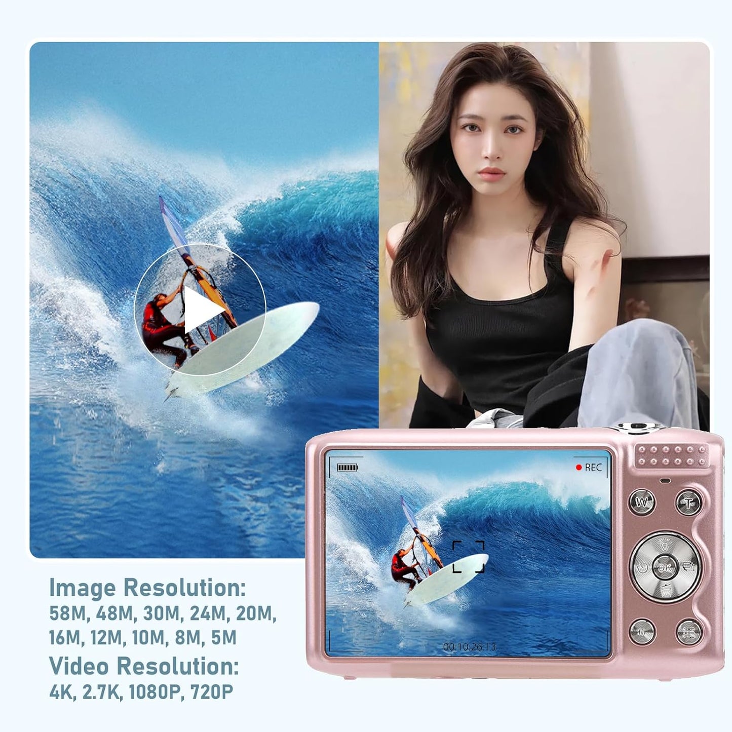 Digital Camera Compact Design with 4K Resolution