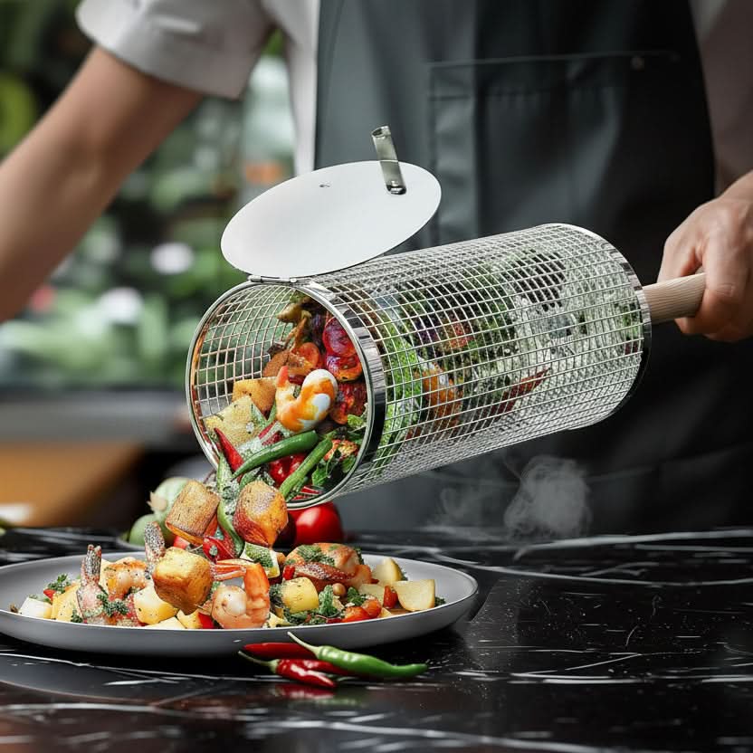 BBQ Grill Basket for Easy Flipping and Cooking Control