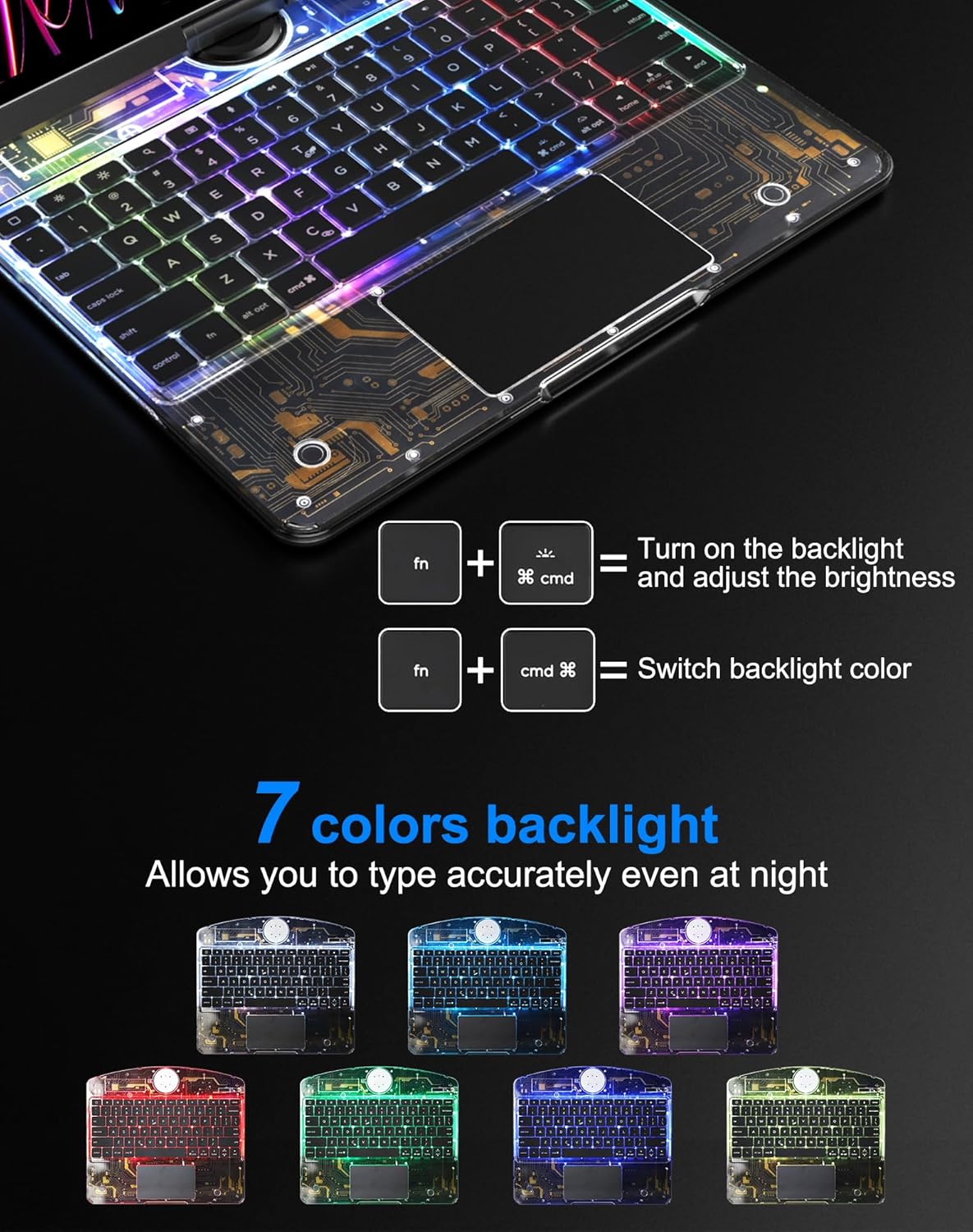 Versatile 360° iPad Keyboard Protector with TrackPad
