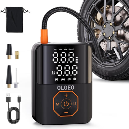 Portable Tire Inflator for Car, Motorcycle & Bicycle - 18000mAh, 160 PSI