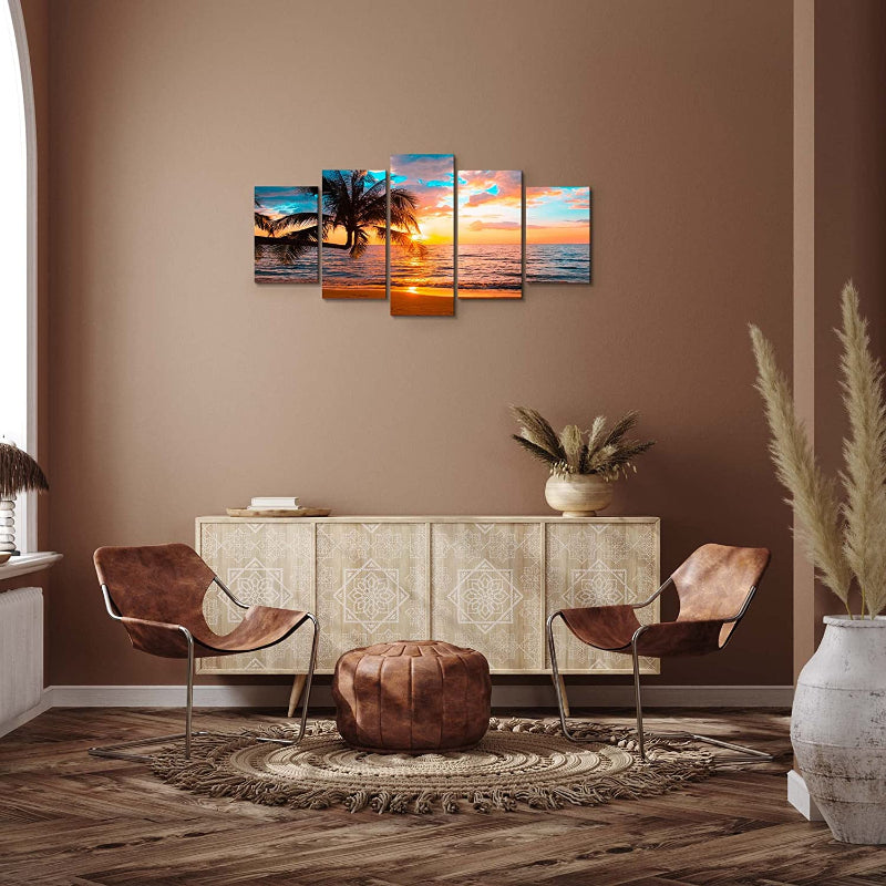 Serene Coastal Escape - 5 Panel Canvas Art Set