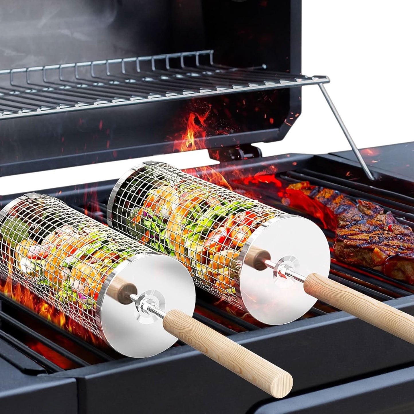 BBQ Grill Basket for Easy Flipping and Cooking Control