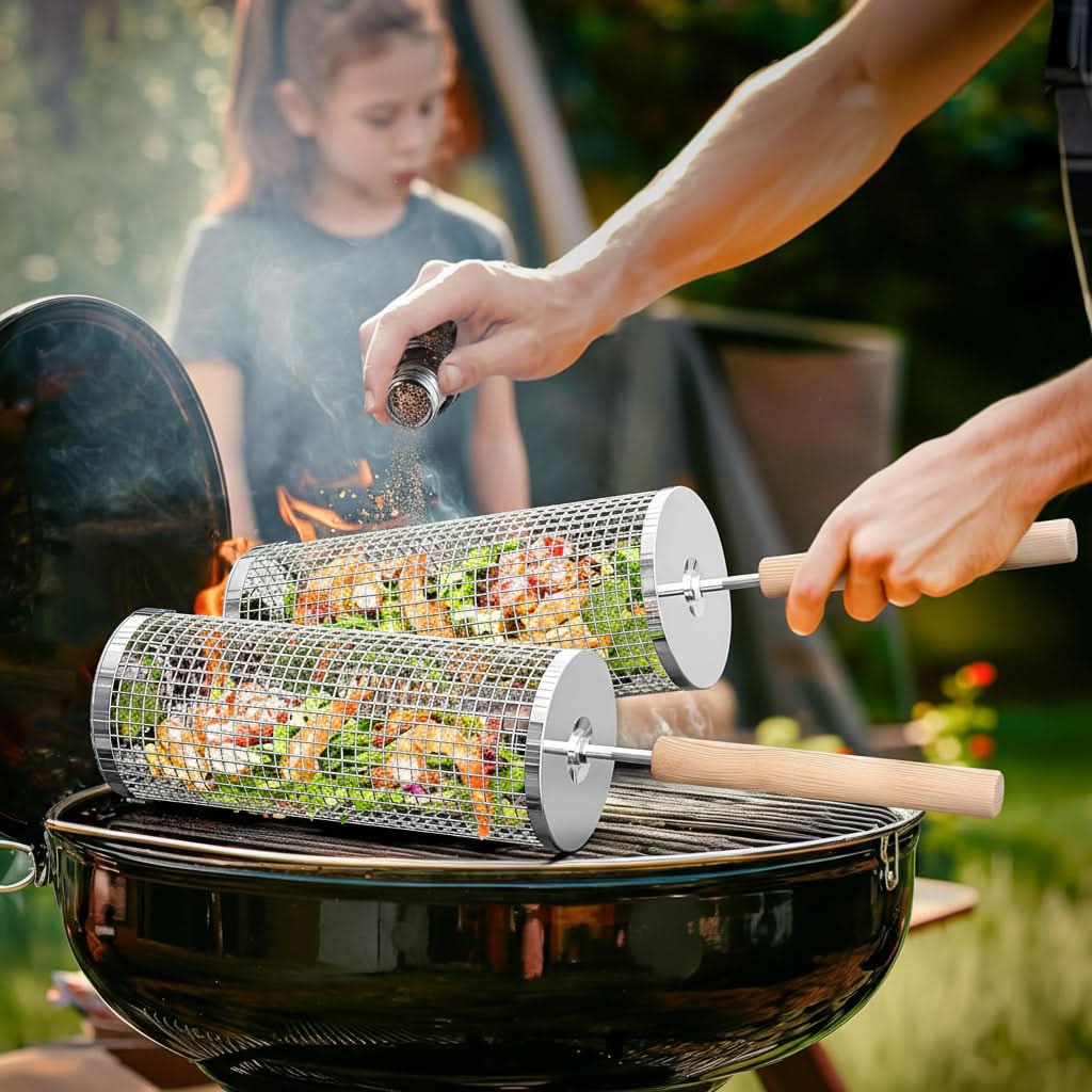 BBQ Grill Basket for Easy Flipping and Cooking Control