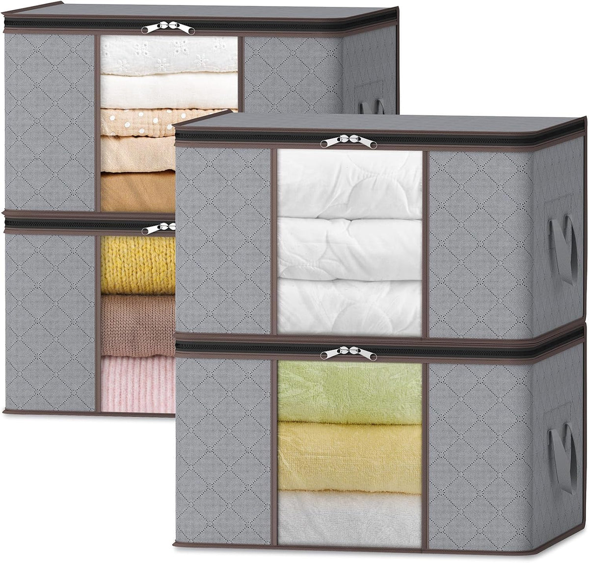 Compact Collapsible Storage Bins with Clear Viewing Panel