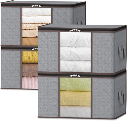 Compact Collapsible Storage Bins with Clear Viewing Panel