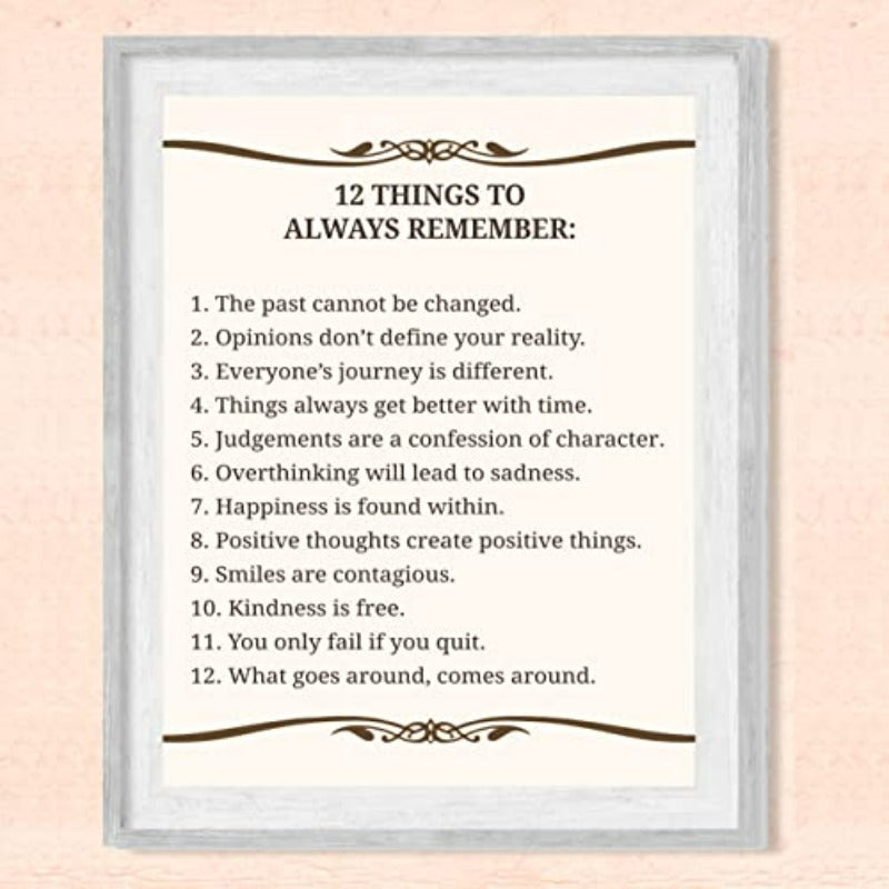 Inspirational Reminder Art Print - 12 Key Takeaways