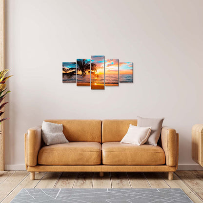 Serene Coastal Escape - 5 Panel Canvas Art Set