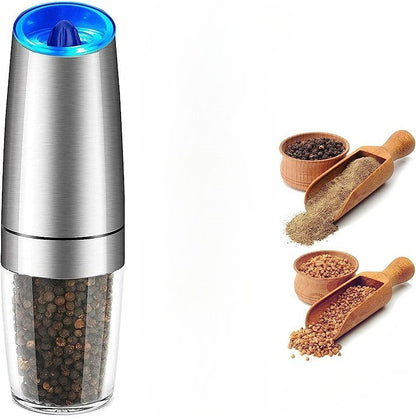 Electric Gravity-Operated Salt and Pepper Mill with Automatic Function