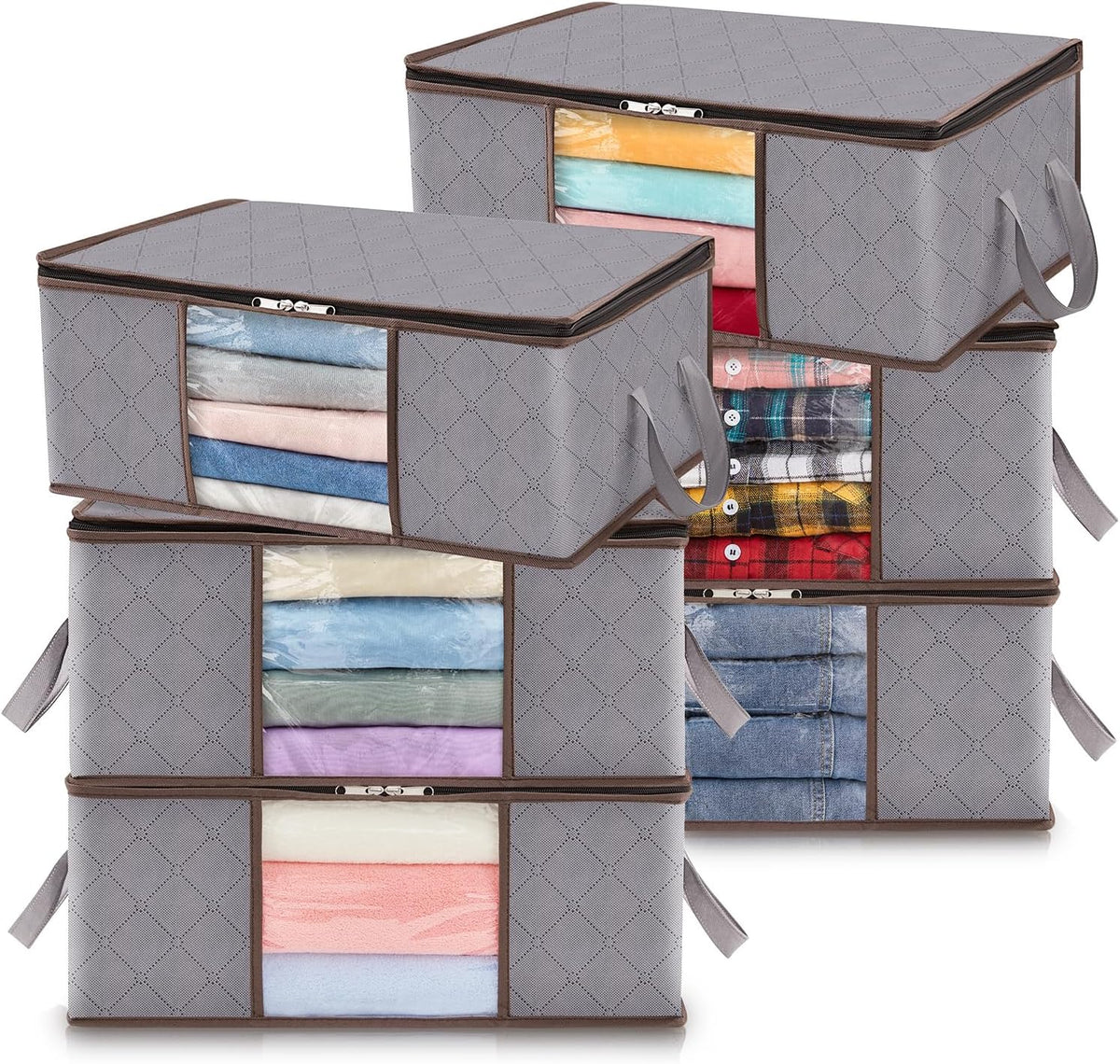 Compact Collapsible Storage Bins with Clear Viewing Panel