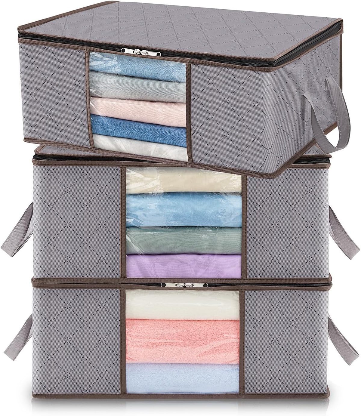 Compact Collapsible Storage Bins with Clear Viewing Panel