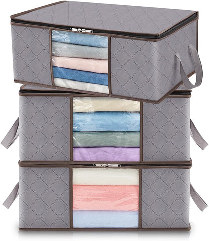 Compact Collapsible Storage Bins with Clear Viewing Panel