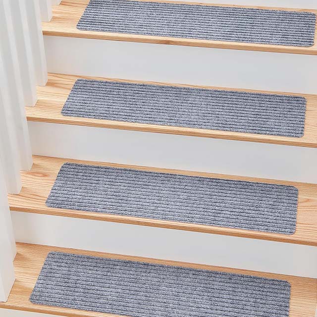 Set of 15 Non-Slip Stair Mats with Self-Adhesive Backing