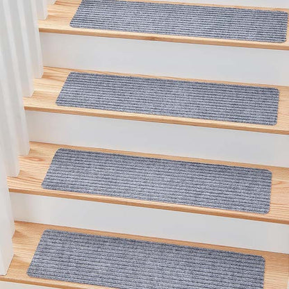 Set of 15 Non-Slip Stair Mats with Self-Adhesive Backing