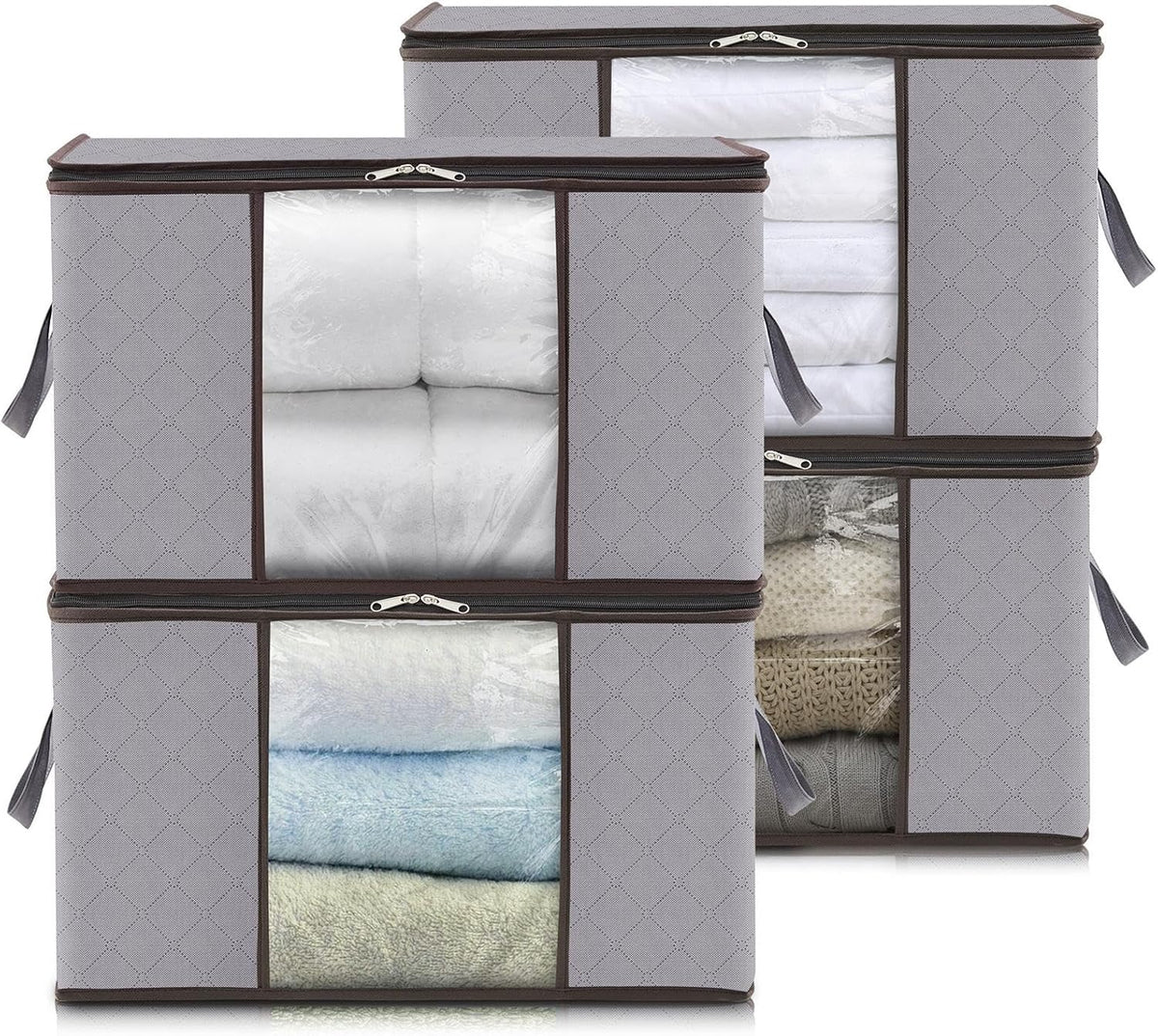Compact Collapsible Storage Bins with Clear Viewing Panel