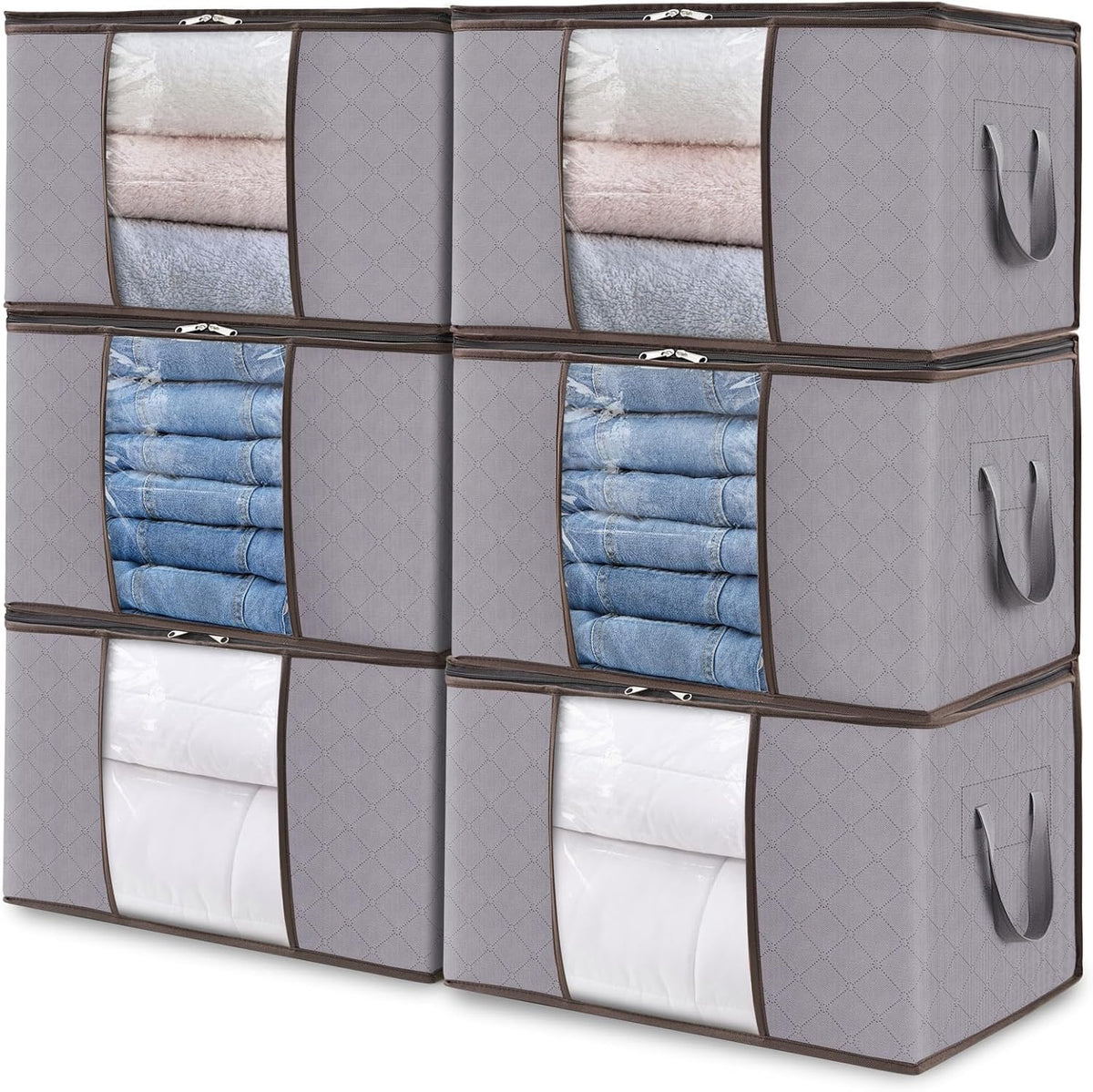 Compact Collapsible Storage Bins with Clear Viewing Panel
