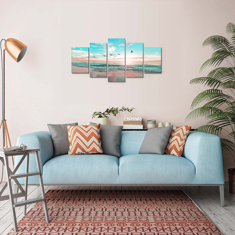 Vibrant Ocean Sunset 5-Piece Canvas Wall Art Set