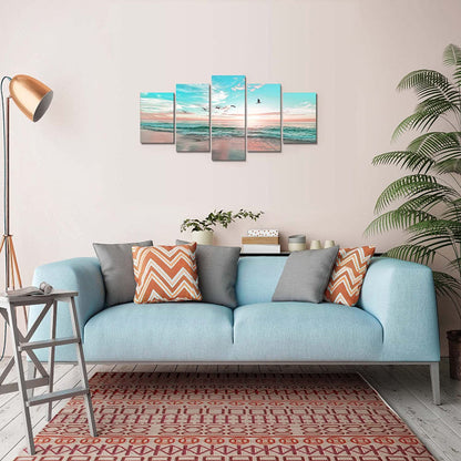 Vibrant Ocean Sunset 5-Piece Canvas Wall Art Set