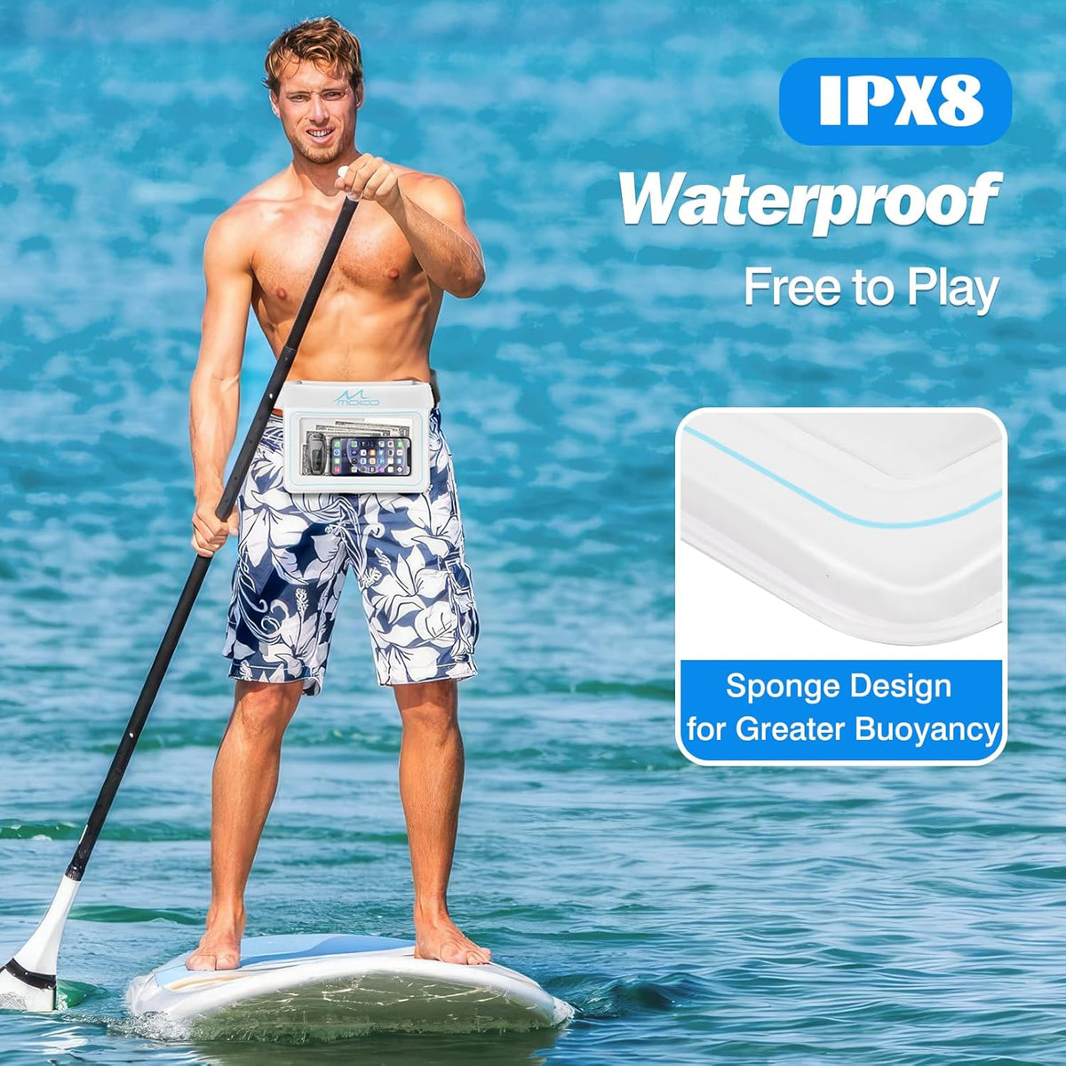 Floating Dry Pouch for Swimming - Waterproof Phone Waist Bag