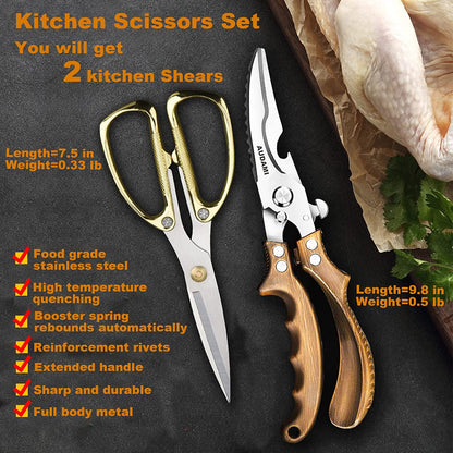 Heavy-Duty Kitchen Scissors Set - 2-Pack for Poultry and General Use