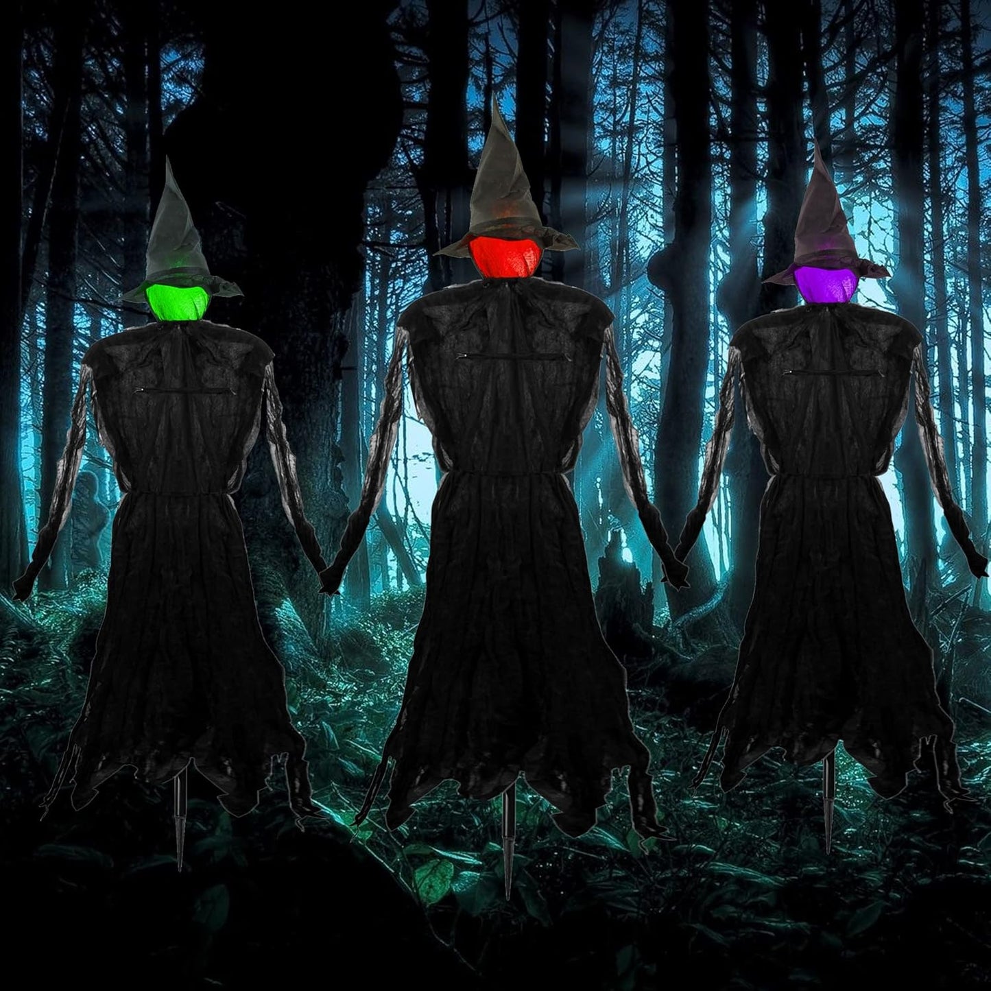 Set of 3 Glowing Halloween Witches – HexaGlow